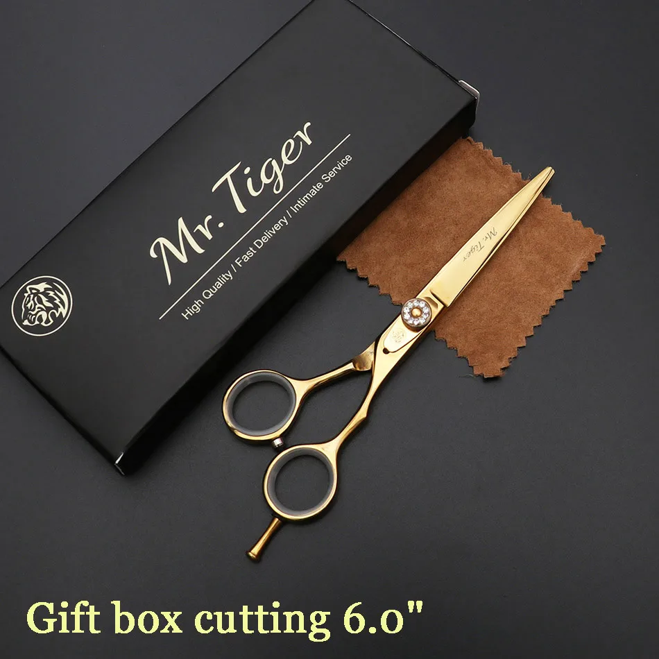 gift box cutting Ножницы для волос с острым лезвием, Профессиональные парикмахерские ножницы, парикмахерские ножницы, парикмахерские ножницы с бритвенным набором Makas 5,5 6,0 - Цвет: gift box cutting