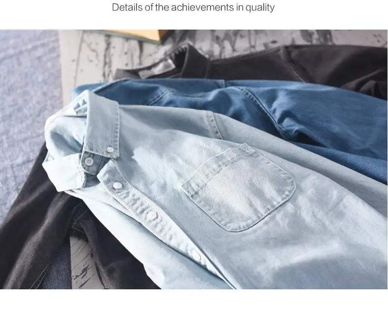 Мужская джинсовая рубашка с длинным рукавом повседневная хлопковая большого