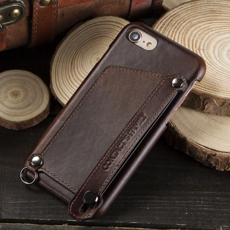 CF1006-Coffee Чехол Crazy Horse из натуральной кожи в стиле ретро для iPhone 7 8, чехол с отделением для кредитных карт, чехол-кошелек для Apple iPhone, задняя защитная крышка - Цвет: CF1006-Coffee