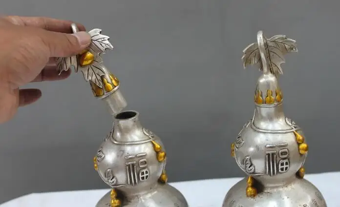 

China White Copper Silver One hundred kinds of fonts blessing word hoist pair