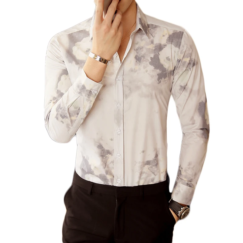 2017 Men's Shirts Summer Autumn New Turn-down Collar Casual Printing Plaid Single Breasted Long Sleeve Plus Size M-5XL | Мужская