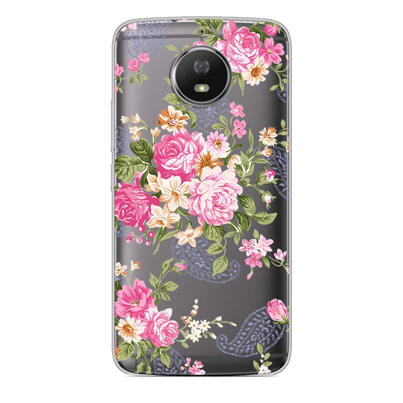 ciciber Phone Case for Motorola Moto G6 G5 G4 G5S M Soft TPU E5 E4 Z2 Z3 C Play Plus Go X4 One Power Back Cover Flower |
