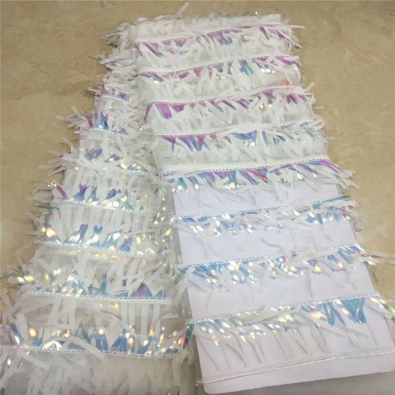 3D Appliqued 2019 French Lace Fabric Wedding High Quality African Tulle 5Yard Flowers Embroidered xc80-57 | Дом и сад