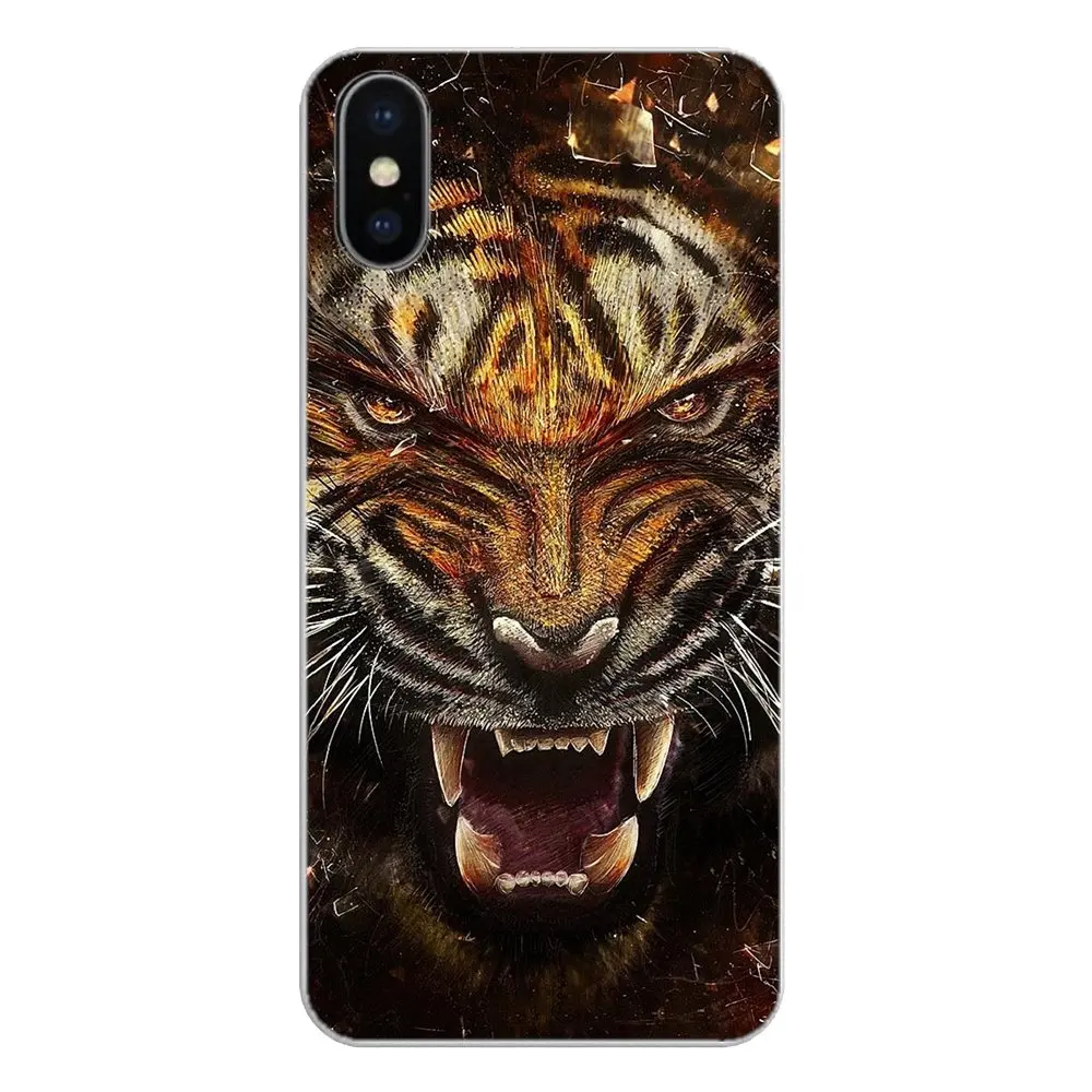 Красочные Животные тигр Радуга для iPhone XS Max XR X 4 4S 5 5S 5C SE 6 6S 7 8 Plus Samsung Galaxy J1 J3 J5 J7 A3 A5