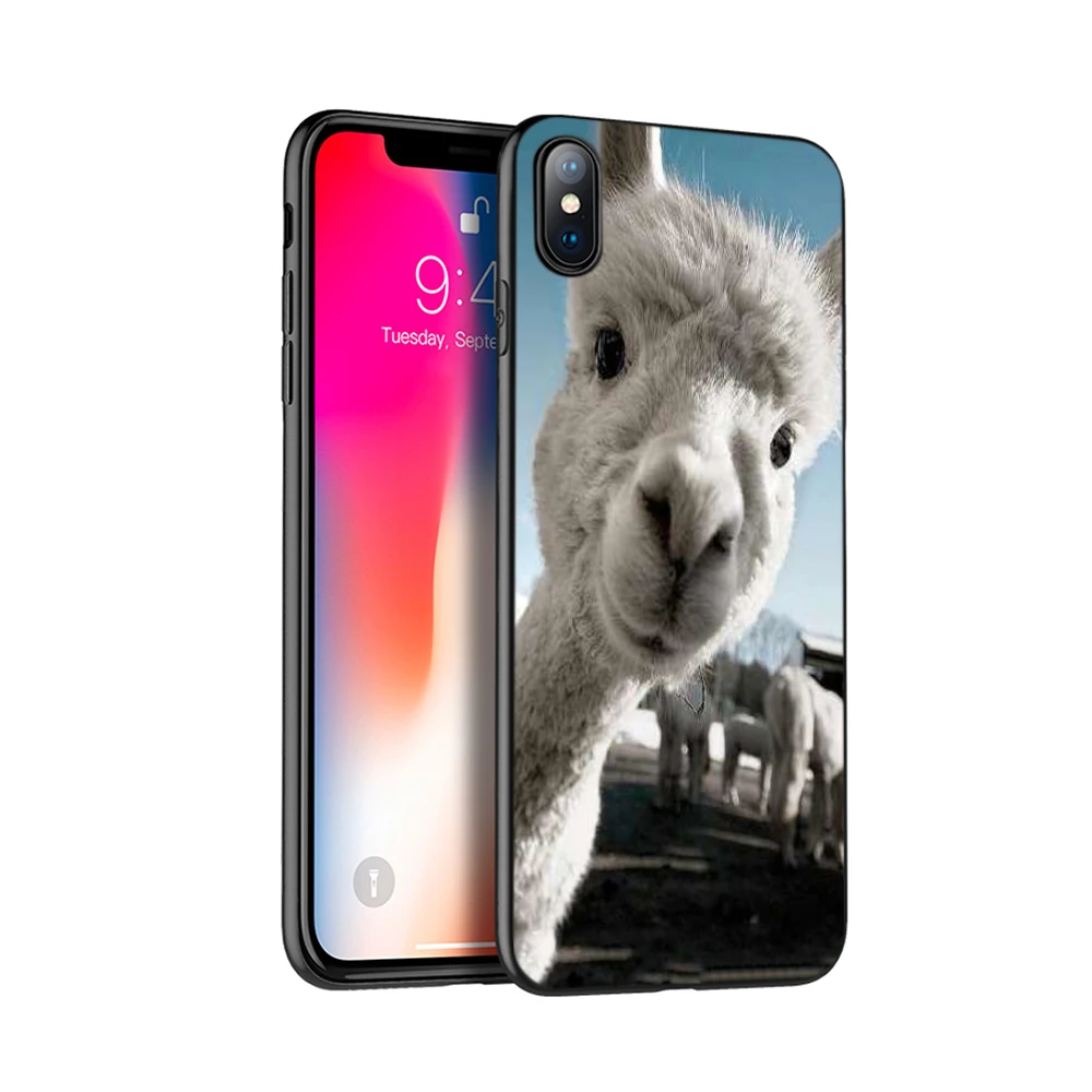 Черный чехол из термополиуретана для iphone 5 6 6s 7 8 plus x 10 XR XS 11 pro MAX alpacas