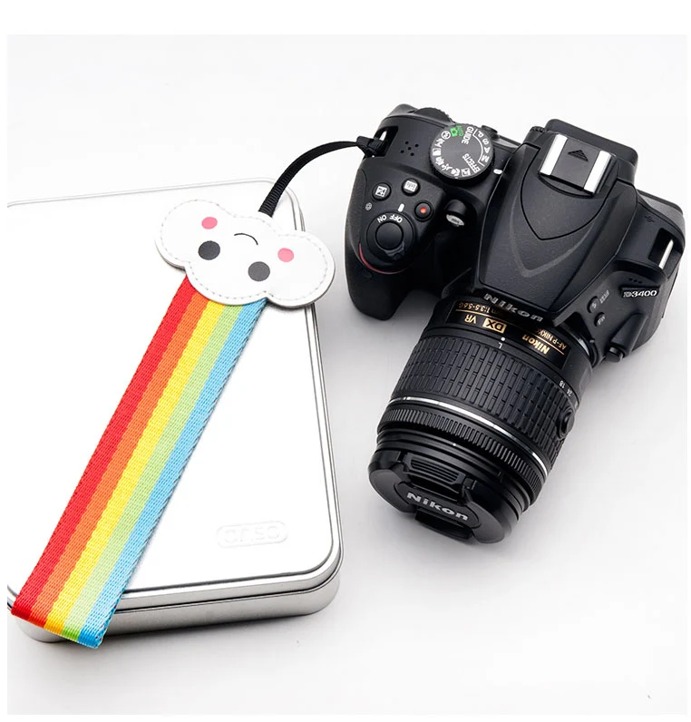 Универсальный мультяшный ремешок для камеры радужной расцветки Canon Nikon Sony Pentax