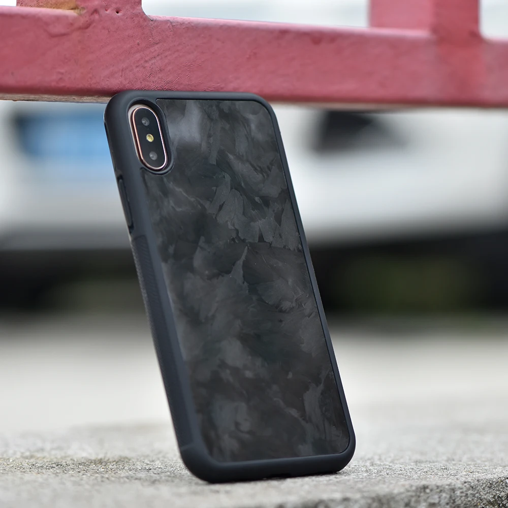 Роскошный кованый чехол из углеродного волокна для iPhone X XS нескользящий Мягкий