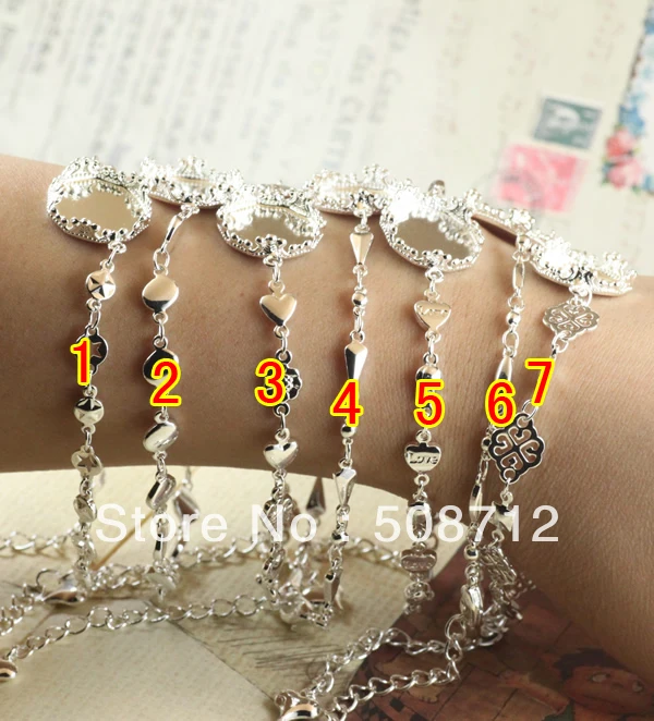 Free shipping!!!! 7 styles you can choose silver plated bracelet findings/ 18mm insize crown base | Украшения и аксессуары