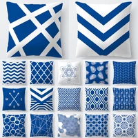 pillow case 4545 cushion cover geometric blue polyester cushions for sofa throw pillow covers home decor pillow cover 40556 2