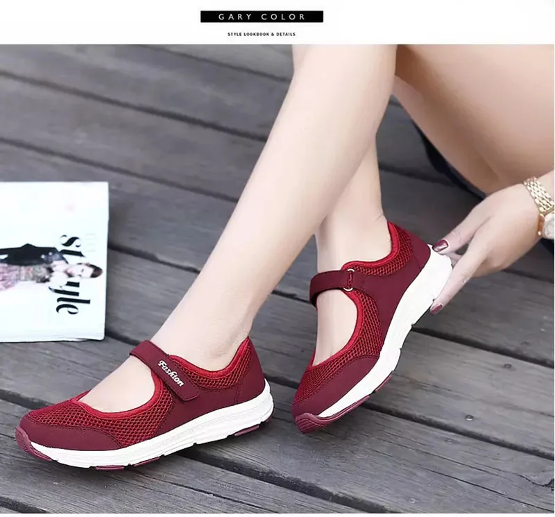 BALTROP Ultra-light Breathable Elderly Women's Shoes 35-42 Mother's and Nurse's Shoes For Leisure Hook& Loop