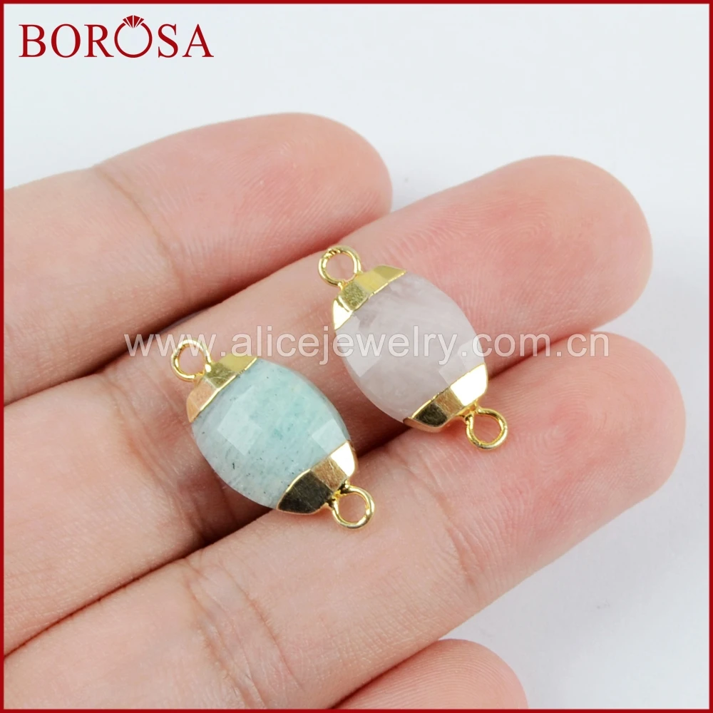 BOROSA 10 шт овальной формы многоцветные граненые камни золотой разъем для
