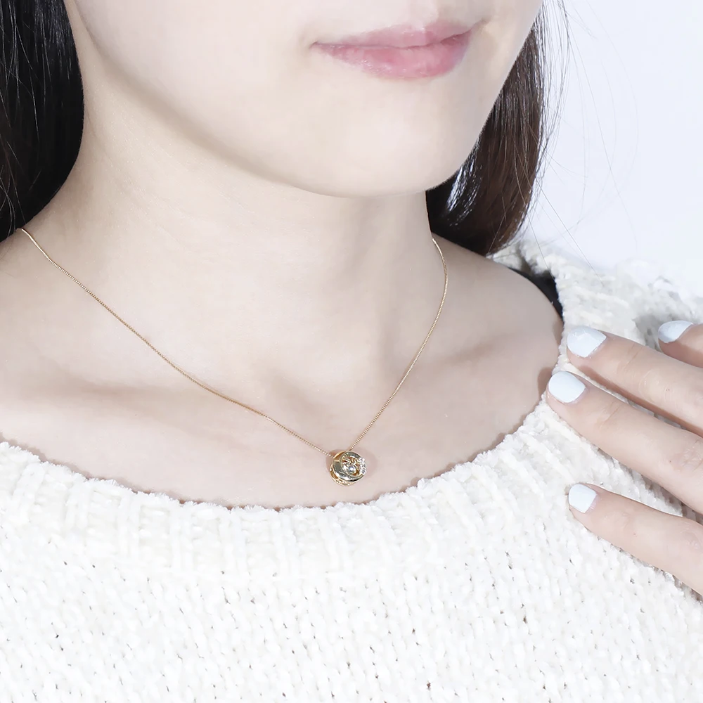 DovEggs Solid 18K 750 Yellow Gold Center 0.2ct Diamond Necklace for Women Dancing Pendant | Украшения и аксессуары