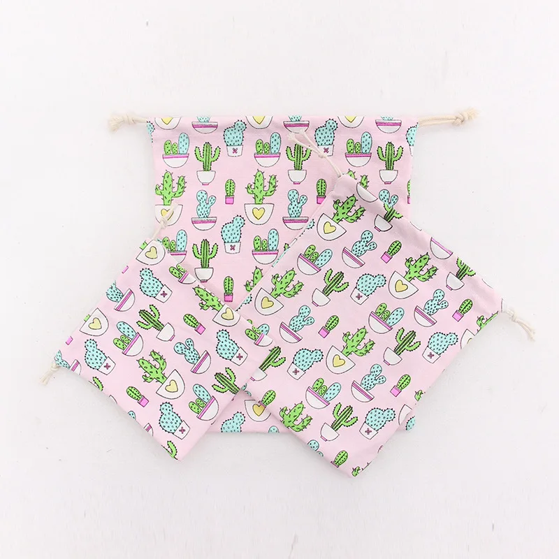 N94 ручная работа хлопковая Холщовая Сумка для конфет и чая с принтом кактуса