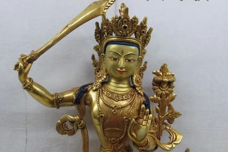 Тибетская фиолетовая медь Gild Manjusri Avalokitesvara Гуаньинь Кван-Инь богиня Будда | Дом и