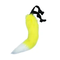 yellow JUNBOON/детский праздничный костюм на Хэллоуин из искусственного меха с лисьим хвостом и кошачьим хвостом - Цвет: yellow