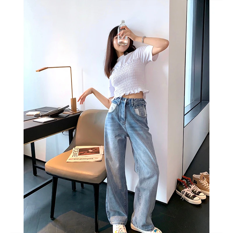 Женские узкие джинсы весенние прямые женские джинсовая одежда повседневные