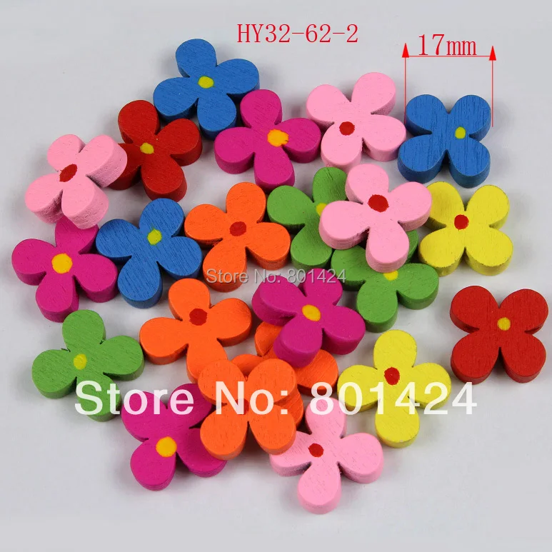 50 pieces/lot colourful Four-leaf clover 17mm/13mm wooden flower beads jewelry finding craft accessories for 32-62 | Украшения и