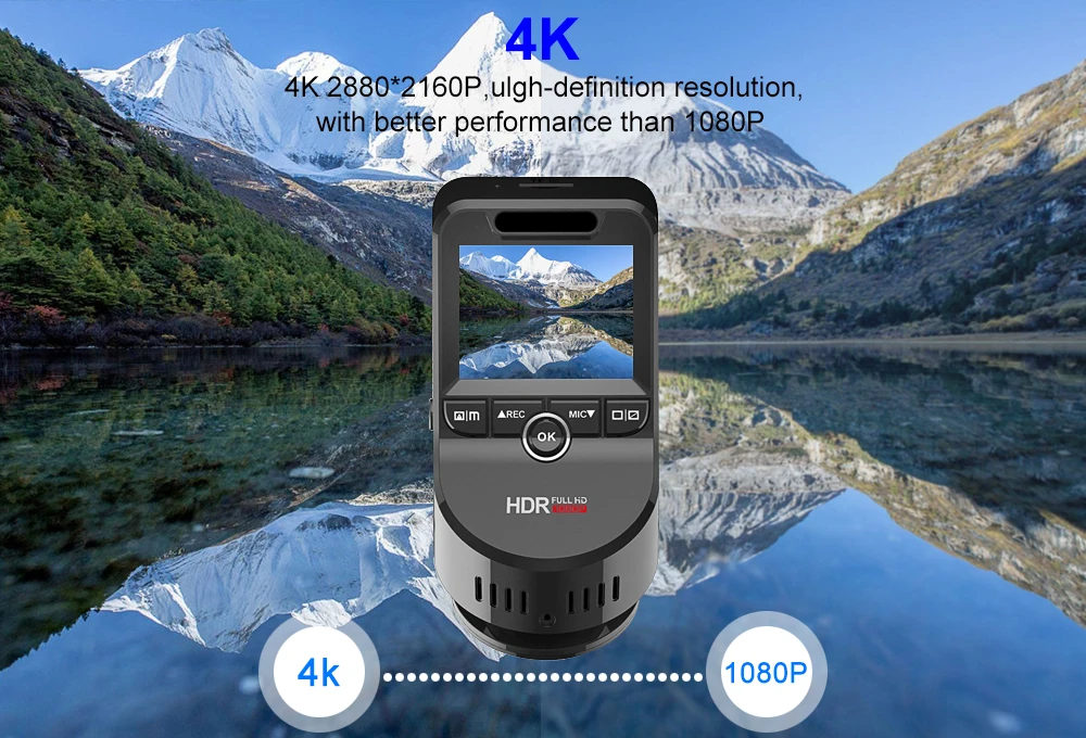 YANTU 4K Dash камера 2160P с 1080P задняя камера Встроенный gps трекер WDR с функцией ночного видения Novatek96663 Автомобильный видеорегистратор WiFi