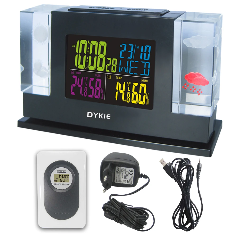 Iampinkman Crystal LED Weather Station with Backlight Indoor Outdoor Temperature Humidity Alarm Clock | Инструменты