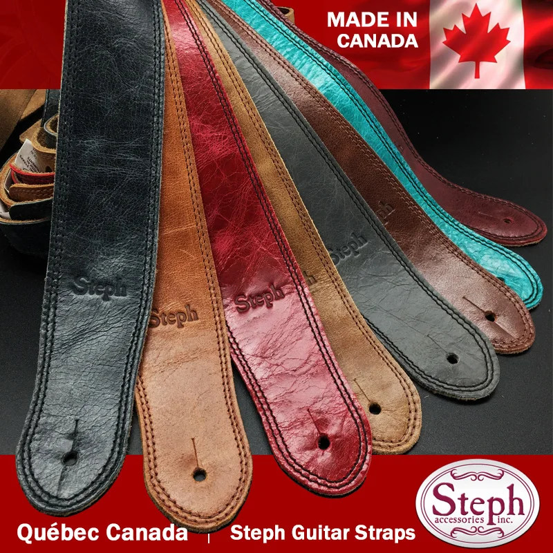 Steph Handmade TTC-756 Two Tone Cowhide Guitar Strap, Made in Canada