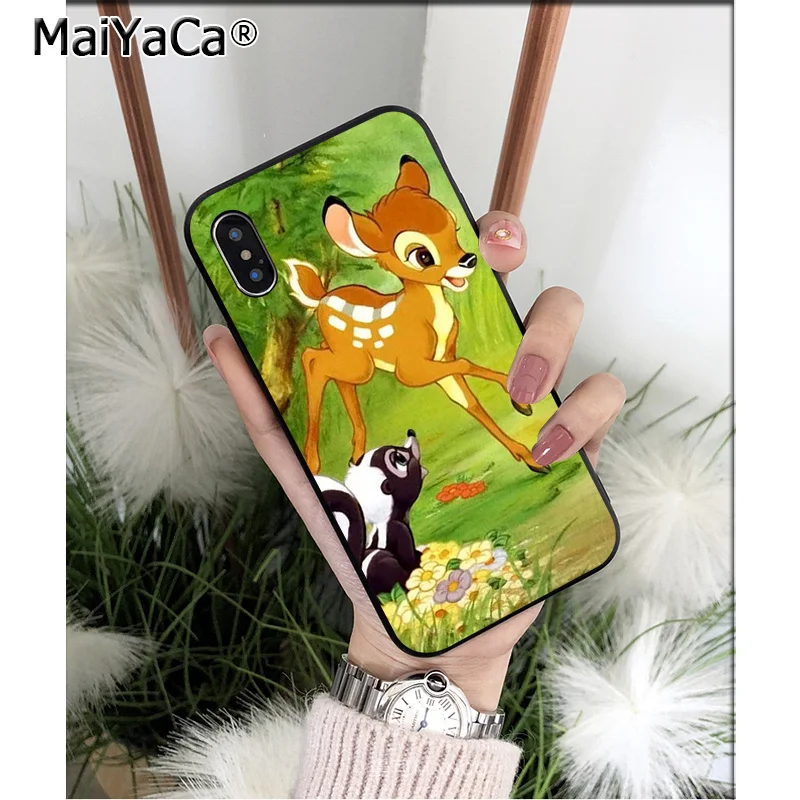 Силиконовый чехол MaiYaCa Sika deer Bambi из мягкого ТПУ черного цвета для iPhone 8 7 6 6S Plus 5 5S SE XR