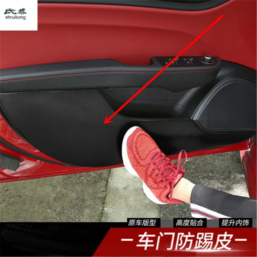 Free shipping 4pcs/lot For Alfa Romeo Giulia 952 2017 2018 PU leather car doors protection kick cover decoration Free shipping 4pcs/lot For Alfa Romeo Giulia 952 2017 2018 PU leather car doors protection kick cover decoration