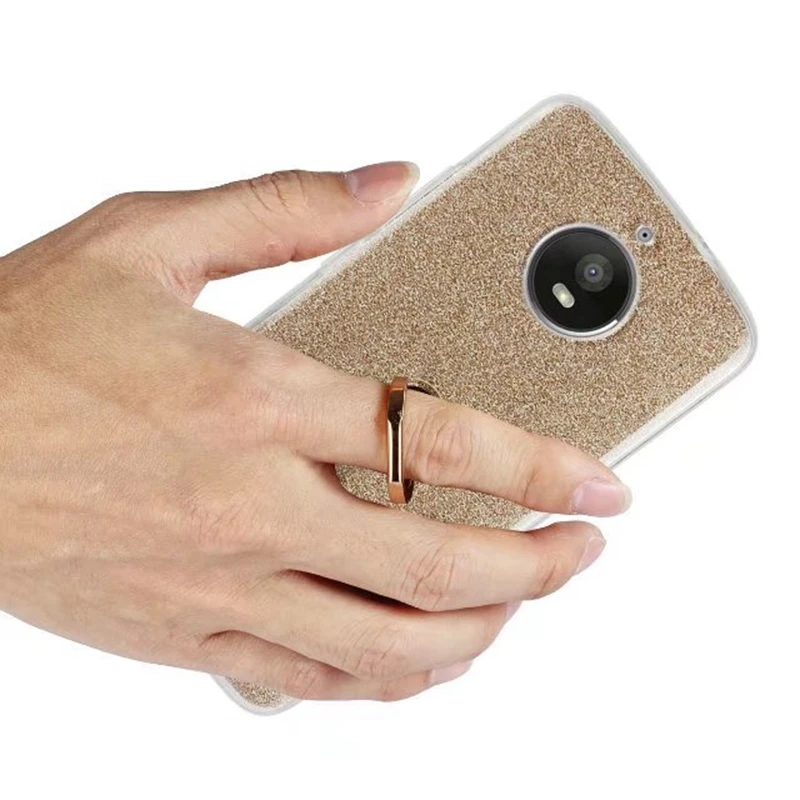 For MOTO E4 XT1762 XT1772 Case Transparent Soft TPU Glitter Metal Ring back cover Plus XT1773 phone case |