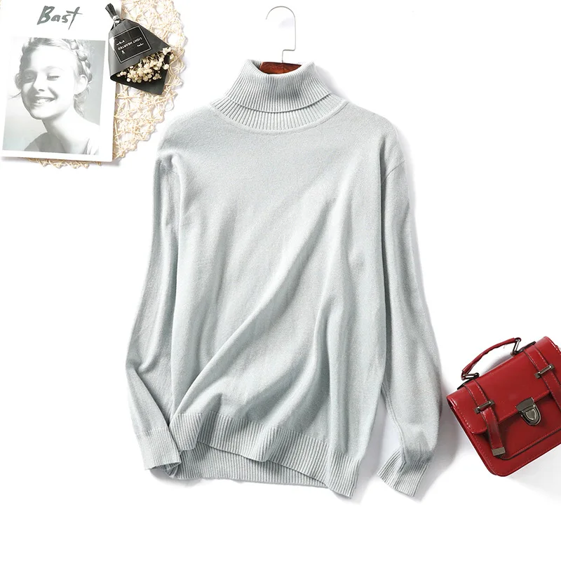 GGRIGHT Shiny Lurex Autumn Winter Turtleneck Sweater Women Long Sleeve Pullover Basic Sweaters 2019 Korean Style top | Женская одежда
