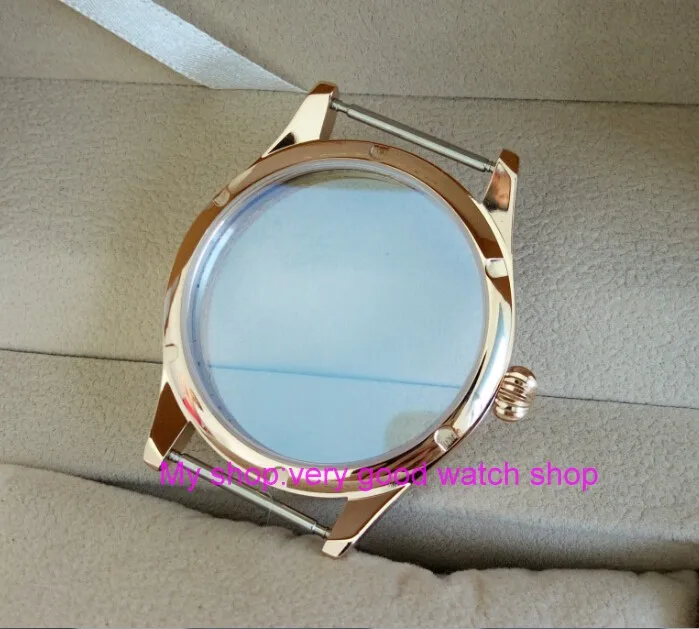 

parnis 44MM 316L stainless steel watch case with Plating Rose gold fit 6497/6498 Mechanical Hand Wind movement 06