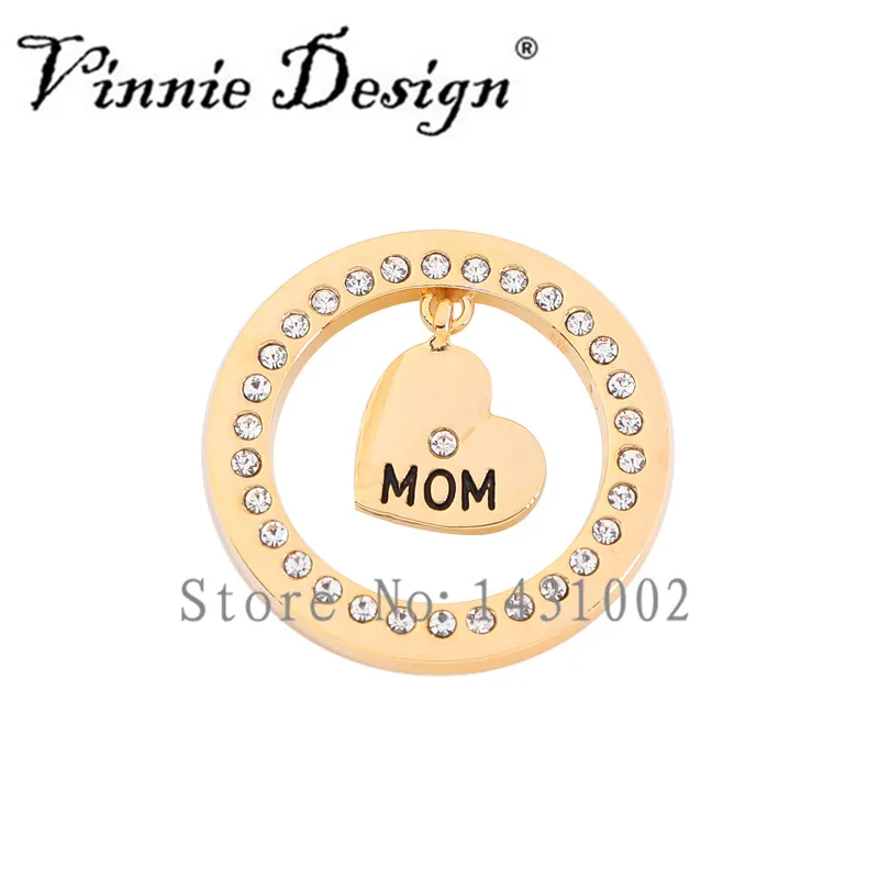 Винни Дизайн Jewelry Искра Сердце мамы 33 мм Монета диск для Подвеска монета
