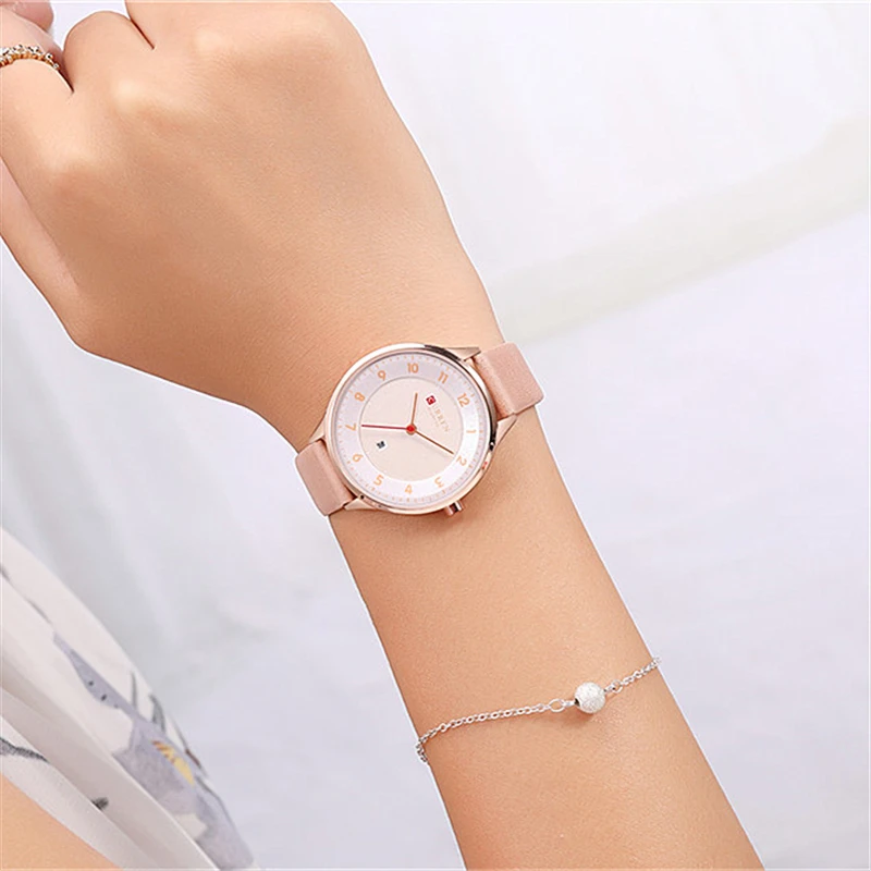 

Slim Leather Watch For Women Fahion Quartz Female Clock With Date CURREN Digital Wristwatch Ladies Casual Watches Montre femme