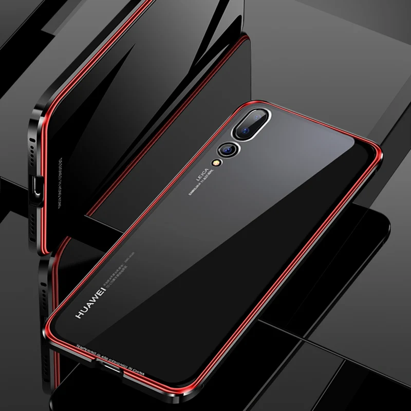 BFOLLOW Роскошный металлический чехол для huawei P20/P20 Pro прозрачное закалённое стекло