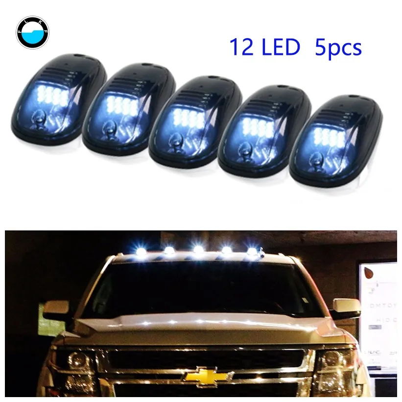 12 LED white 1 компл. 12 В 24 В Копченый светодиодный светильник на крышу автомобиля пикап лампа для 4x4 внедорожный внедорожник Chevy colorado пикап предупреждение - Испускаемый цвет: 12 LED white