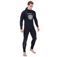 two piece set 5mm neoprene long sleeve diving suit sun proof and warm surfing suit for men swimming diving wet suit with hood
