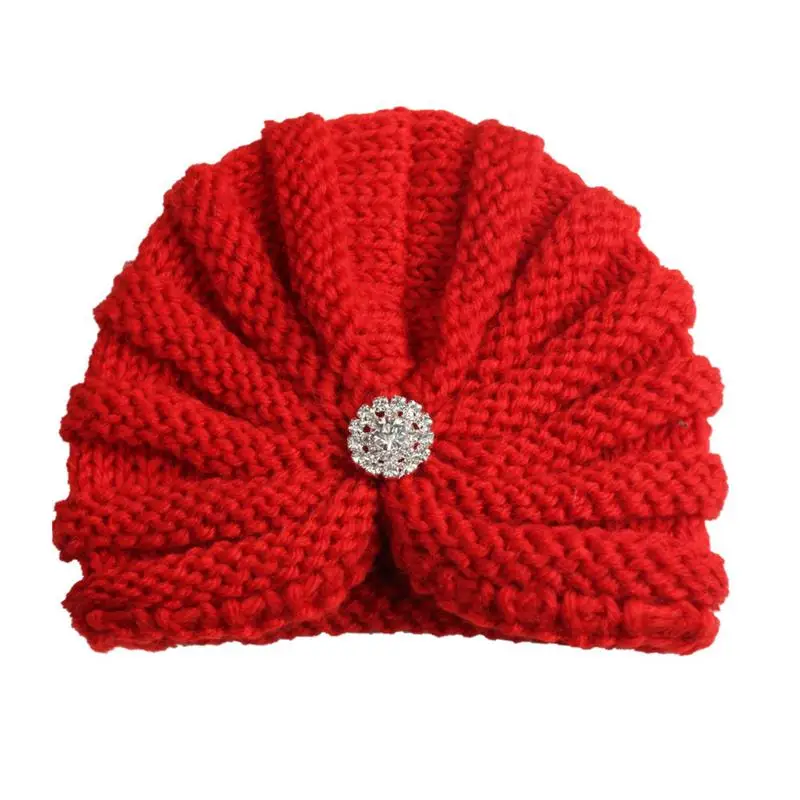 New Style Baby Winter Hat Wool Knitting Belt Drill Cap Kids Newborn Solid Color Warm for Girls | Детская одежда и обувь
