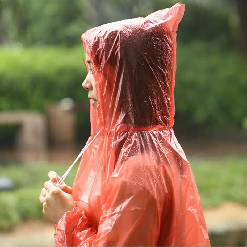 Disposable Raincoat Adult Emergency Waterproof Hood Poncho Travel Camping Must Rain Coat Unisex Impermeable | Дом и сад