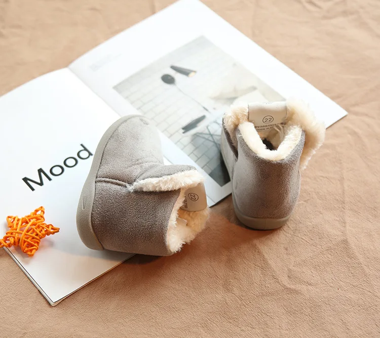 Winter new children's snow boots suede children's cotton shoes thick hair soft bottom baby cotton boots
