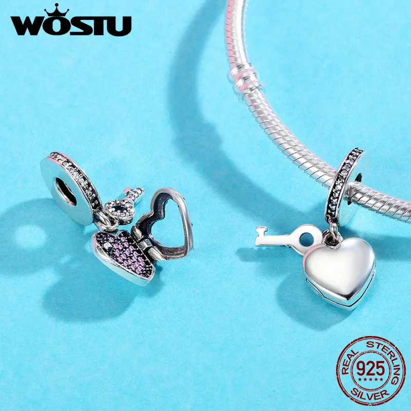 WOSTU лидер продаж настоящее 925 пробы серебряный ключ замок настоящая любовь