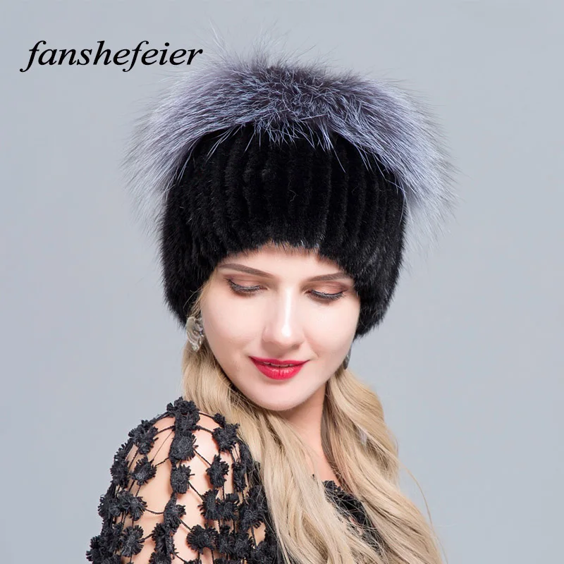 Fanshefeier новые высококачественные шапки из натурального меха норки для женщин лисы