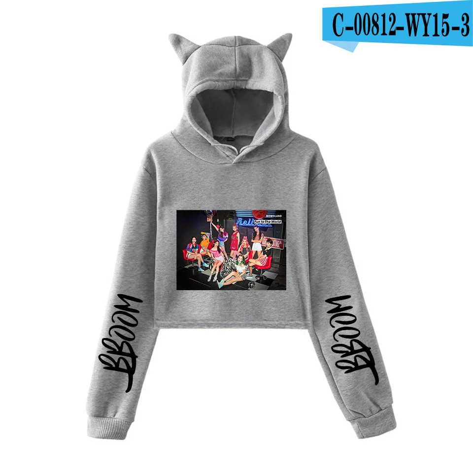 MOMOLAND модный тренд sala Cat укороченный Топ для женщин Лето толстовки Толстовка Сексуальная Горячая Kpop Harajuku больших размеров 2XL - Цвет: WY15-3