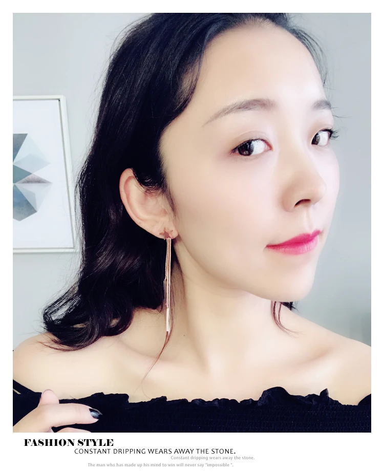 YUN RUO Новое поступление модные серьги-гвоздики с кисточкой шикарные розовые золотистого цвета женский подарок титановая сталь хорошее ювелирное изделие никогда не выцветает