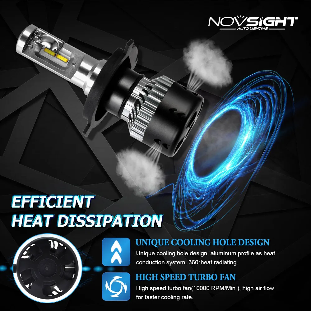 Новое поступление супер светодиодные фары NOVSIGHT для автомобиля H4 Hi/Lo Beam LED H7 H1 H3 H8 H9