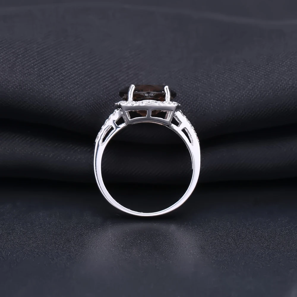 Серьги и кольцо из серебра 925 пробы с натуральным дымчатым кварцем|jewelry sets|fine