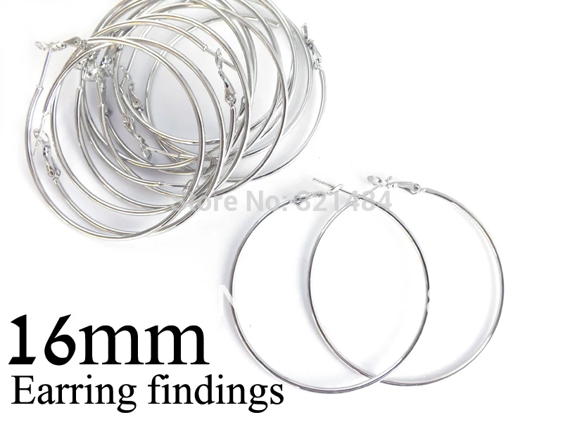 200piece 16mm Rhodium plated Nickel Dull silver french hook earring backs nickel free hoop earring findings