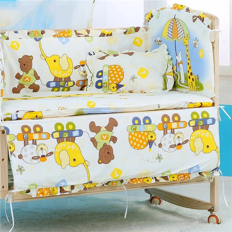 IMBABY Комплект постельного белья для малышей, 5 шт., постельное белье для детской кроватки, детское постельное белье, постельное белье из хлопка, мягкий детский бампер, наволочка, простыня для младенцев