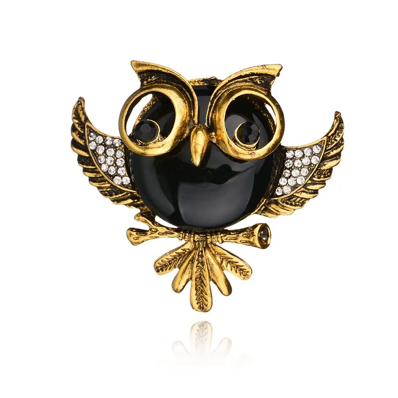 Брошь в виде совы KingDeng милые эмалированные булавки подарки для женщин золотые