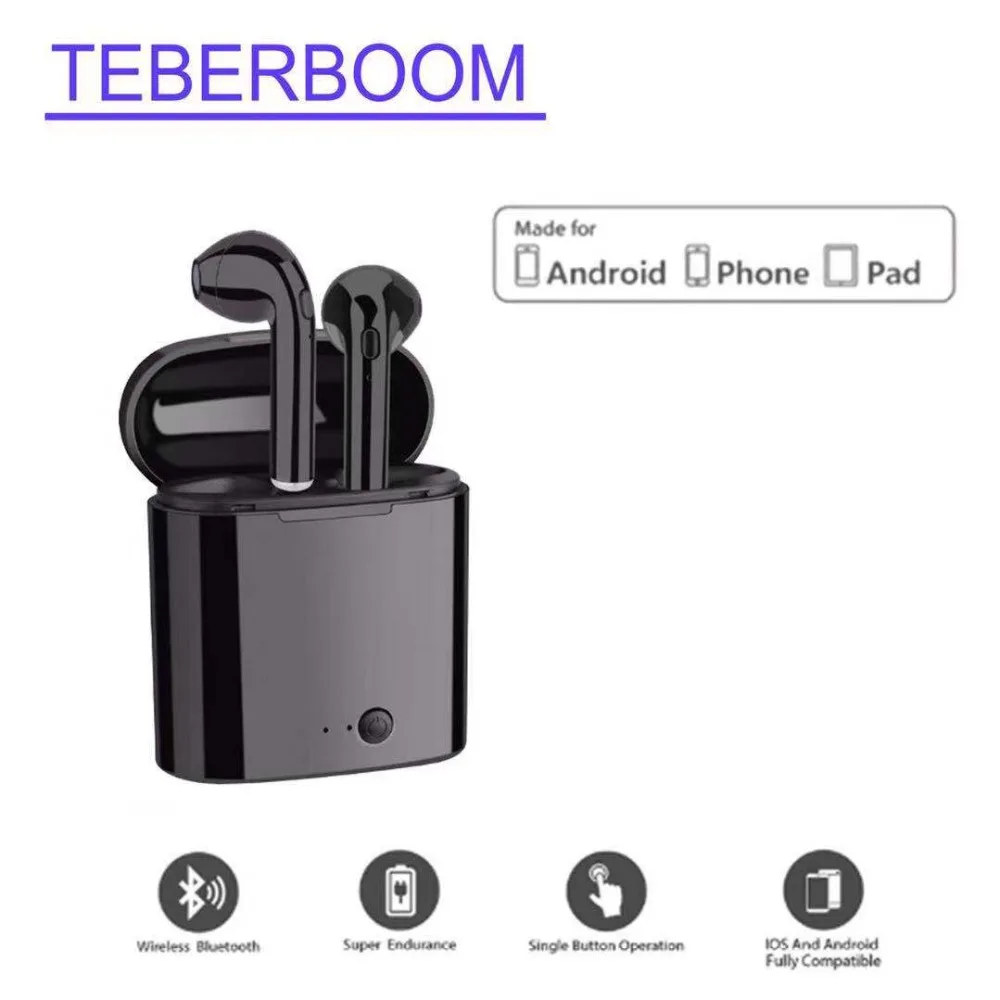 TEBERBOOM i7S TWS один/двойной мини беспроводной Bluetooth наушники стерео вкладыши с