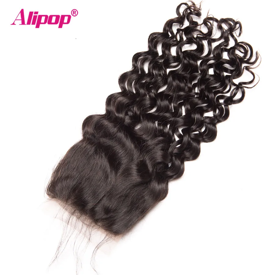 

Water Wave Bundles With Closure Brazilian Hair 3 Bundles With Closure Remy Human Hair Weave Bundles Natural 10-28 Inch ALIPOP