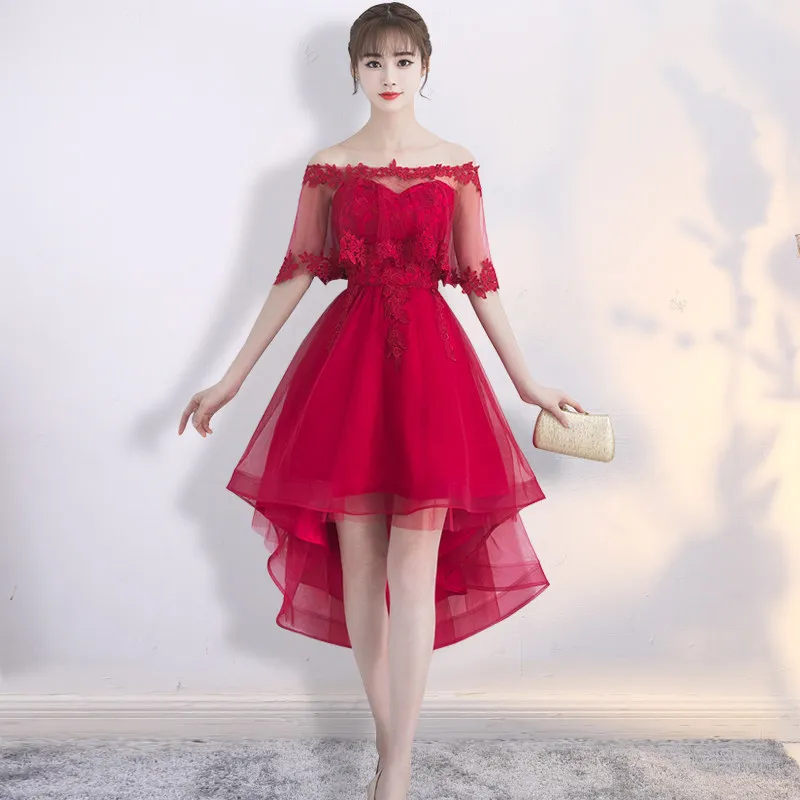 

Mingli Tengda Red Elegant Lace Bridesmaid Dresses Off the Shoulder Dress for Wedding Party robe demoiselle d'honneur pour femme