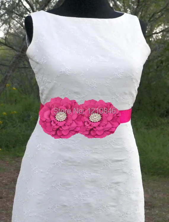 Новое поступление ремень цвета фуксии с красным поясом Свадебный цветком